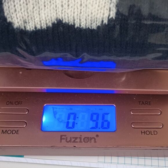 Express Sweater Large Blue with White Hearts Print Acrylic Wool Mohair Blend Top - Picture 12 of 12